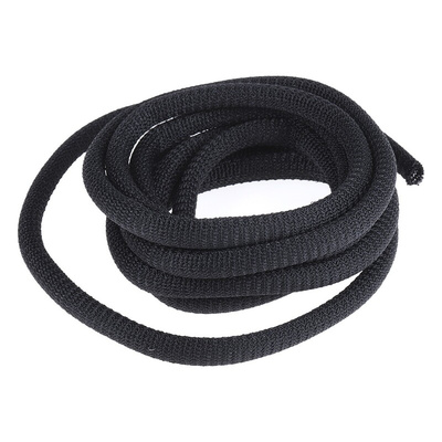 RS PRO Braided PET Black Cable Sleeve, 4mm Diameter, 3m Length