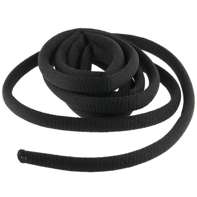 RS PRO Braided PET Black Cable Sleeve, 7mm Diameter, 3m Length