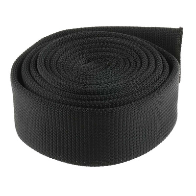 RS PRO Braided PET Black Cable Sleeve, 32mm Diameter, 3m Length