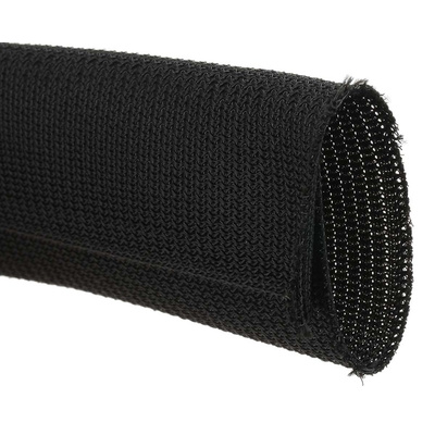 RS PRO Braided PET Black Cable Sleeve, 32mm Diameter, 3m Length