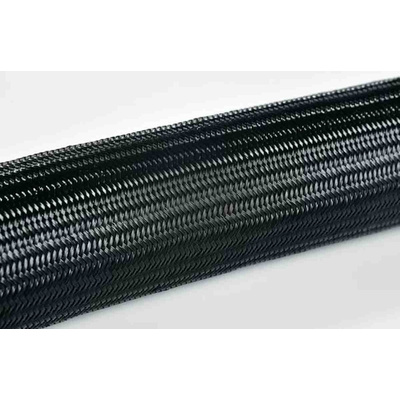 HellermannTyton Expandable Braided Nylon 66 Black Cable Sleeve, 10mm Diameter, 100m Length, HEG Series