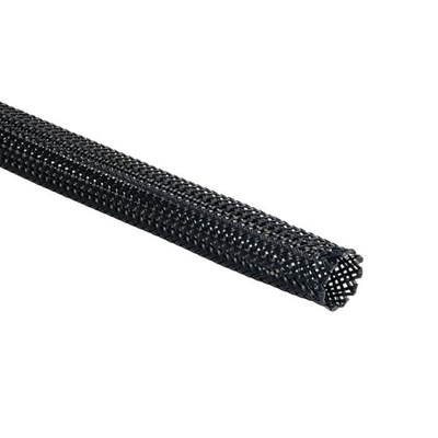 HellermannTyton Expandable Braided Nylon 66 Black Cable Sleeve, 10mm Diameter, 100m Length, HEG Series