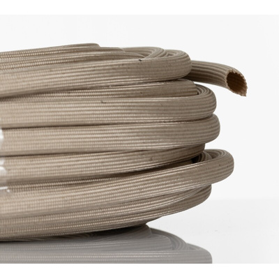 HellermannTyton Braided Fibreglass Natural Cable Sleeve, 6mm Diameter, 25m Length