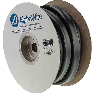 Alpha Wire PVC Black Cable Sleeve, 2.31mm Diameter, 30m Length