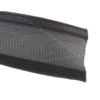 Alpha Wire Expandable Braided PET Black Cable Sleeve, 50.8mm Diameter, 7m Length
