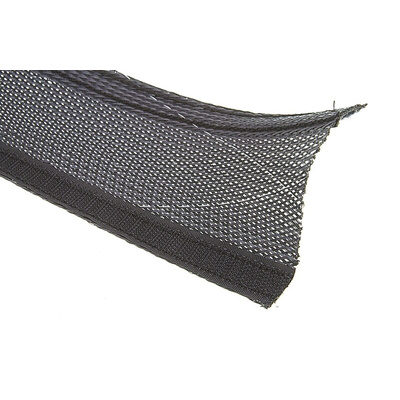 Alpha Wire Expandable Braided PET Black Cable Sleeve, 50.8mm Diameter, 7m Length