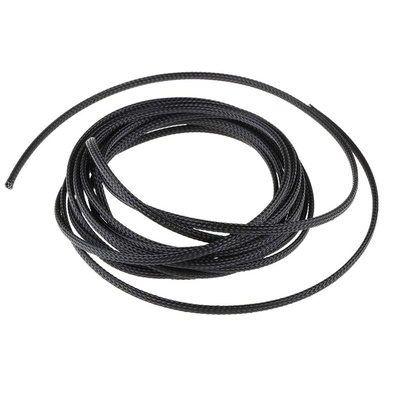 HellermannTyton Expandable Braided PET Black Cable Sleeve, 4mm Diameter, 5m Length, HEGP Series