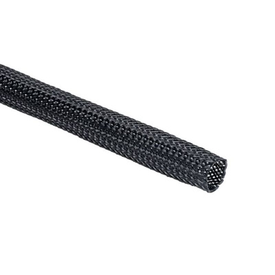 HellermannTyton Expandable Braided PET Black Cable Sleeve, 4mm Diameter, 5m Length, HEGP Series
