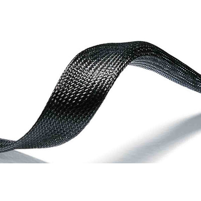 HellermannTyton Expandable Braided PET Black Cable Sleeve, 5mm Diameter, 5m Length