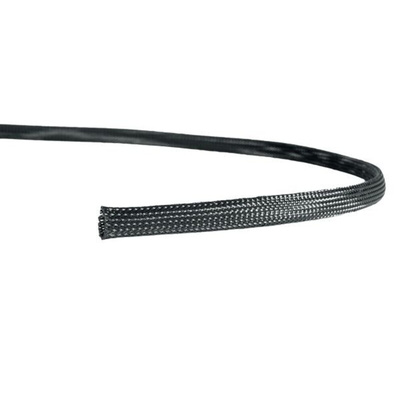 HellermannTyton Expandable Braided PET Black Cable Sleeve, 10mm Diameter, 5m Length
