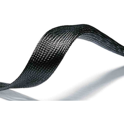 HellermannTyton Expandable Braided PET Black Cable Sleeve, 30mm Diameter, 5m Length