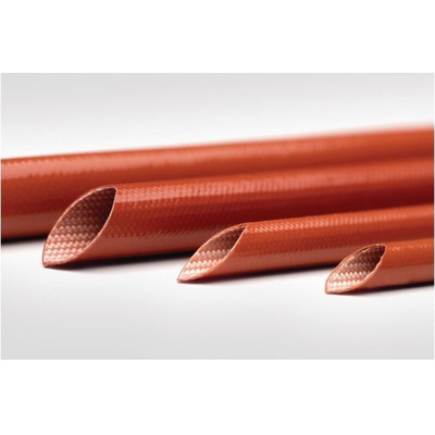 HellermannTyton Expandable Braided Fibreglass Red Cable Sleeve, 7mm Diameter, 100m Length, G6SE2 Series