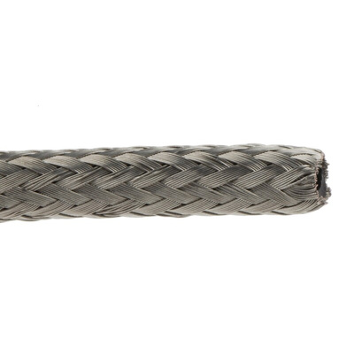 TE Connectivity Expandable Braided Copper Silver Cable Sleeve, 4mm Diameter, 10m Length, RayBraid Series