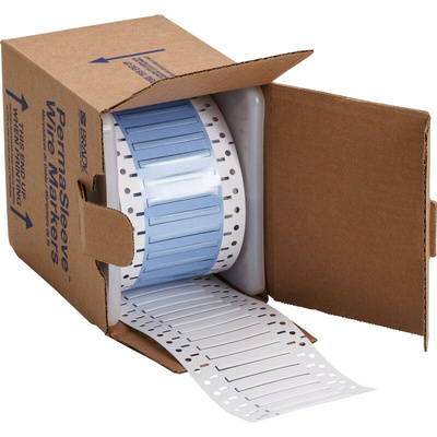 Brady Flame Retardant Polyolefin White Cable Sleeve, 4.62mm Diameter, 50.8mm Length, PermaSleeve Series