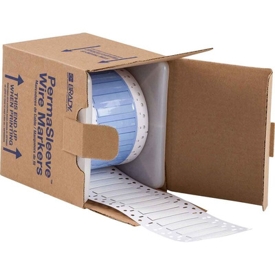 Brady Flame Retardant Polyolefin White Cable Sleeve, 8.51mm Diameter, 50.8mm Length, PermaSleeve Series