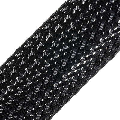 SES Sterling Expandable Braided PET Black Cable Sleeve, 5mm Diameter, 100m Length
