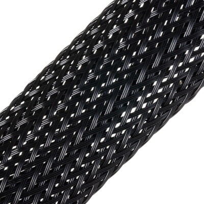 SES Sterling Expandable Braided PET Black Cable Sleeve, 8mm Diameter, 100m Length