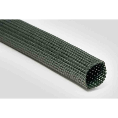 HellermannTyton Expandable Braided Meta-Aramid NOMEX Green Cable Sleeve, 10mm Diameter, 50m Length