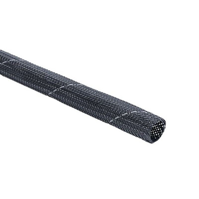 HellermannTyton Braided PBT Black with White Cable Sleeve, 8mm Diameter, 400m Length
