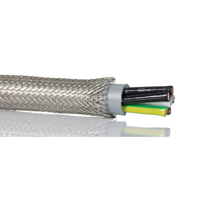 Alpha Wire Expandable Braided Tinned Copper Silver Cable Sleeve, 9.53mm Diameter, 30m Length