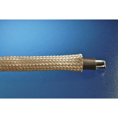 Alpha Wire Expandable Braided Copper Silver Cable Sleeve, 0.79mm Diameter, 30m Length