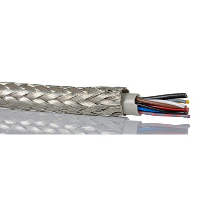 Alpha Wire Expandable Braided Tinned Copper Silver Cable Sleeve, 11.11mm Diameter, 30m Length