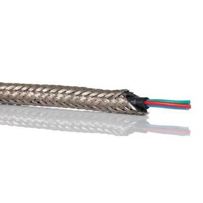 TE Connectivity Expandable Braided Nickel Plated Copper Alloy Cable Sleeve, 4mm Diameter, 10m Length, RayBraid Series