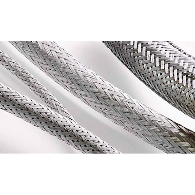 TE Connectivity Expandable Braided Tin Plated Copper Alloy Cable Sleeve, 3mm Diameter, 10m Length, LWB-10X Series