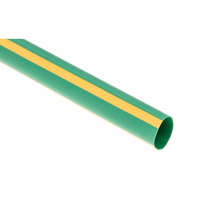 RS PRO Heat Shrink Tubing, Green/Yellow 9.5mm Sleeve Dia. x 1.2m Length 2:1 Ratio
