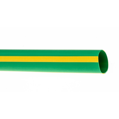 RS PRO Heat Shrink Tubing, Green/Yellow 9.5mm Sleeve Dia. x 1.2m Length 2:1 Ratio