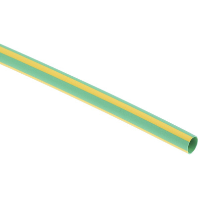 RS PRO Heat Shrink Tubing, Green, Yellow 4.8mm Sleeve Dia. x 1.2m Length 2:1 Ratio