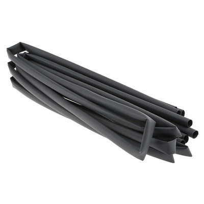 RS PRO Heat Shrink Tubing, Black 9.5mm Sleeve Dia. x 1.2m Length 2:1 Ratio