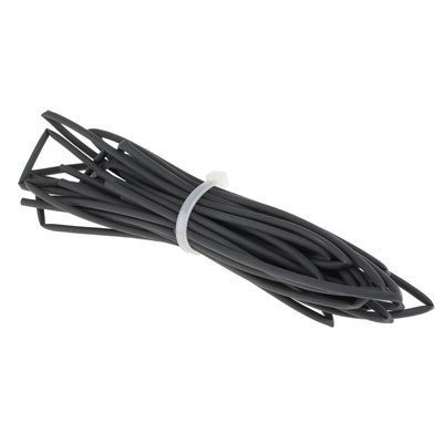 RS PRO Heat Shrink Tubing, Black 2.4mm Sleeve Dia. x 1.2m Length 2:1 Ratio