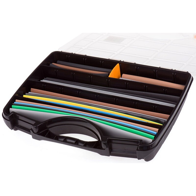 RS PRO Heat Shrink Tubing, Black, Blue, Green/Yellow, Red, White 6.4mm Sleeve Dia. x Set Length 2:1 Ratio