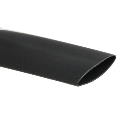RS PRO Heat Shrink Tubing, Black 9.5mm Sleeve Dia. x 12m Length 2:1 Ratio
