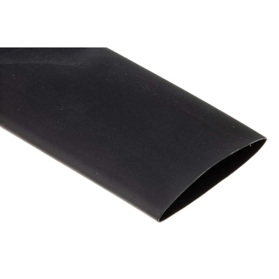RS PRO Heat Shrink Tubing, Black 25.4mm Sleeve Dia. x 3m Length 2:1 Ratio
