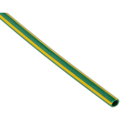RS PRO Halogen Free Heat Shrink Tubing, Green, Yellow 2.4mm Sleeve Dia. x 1.2m Length 2:1 Ratio