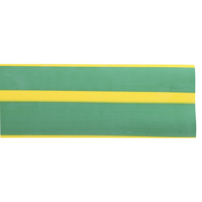 RS PRO Halogen Free Heat Shrink Tubing, Green/Yellow 38.1mm Sleeve Dia. x 1.2m Length 2:1 Ratio