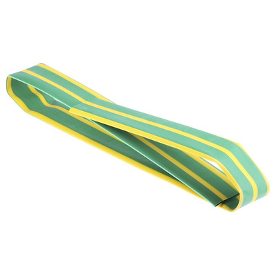 RS PRO Halogen Free Heat Shrink Tubing, Green/Yellow 38.1mm Sleeve Dia. x 1.2m Length 2:1 Ratio
