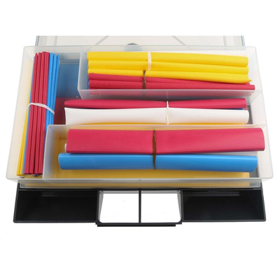 RS PRO Adhesive Lined Heat Shrink Tubing, Blue, Red, White, Yellow 3mm Sleeve Dia. x Assortment Length 3:1 Ratio