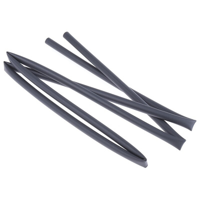 RS PRO Adhesive Lined Heat Shrink Tubing, Black 6.4mm Sleeve Dia. x 1.2m Length 3:1 Ratio