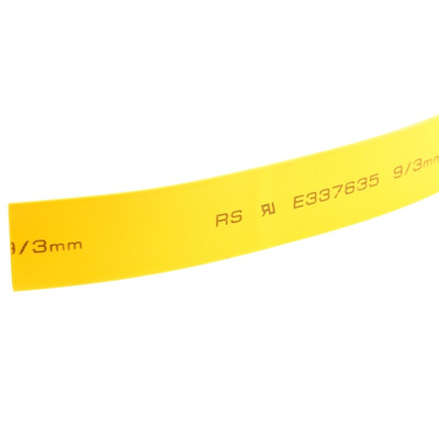RS PRO Heat Shrink Tubing, Yellow 9mm Sleeve Dia. x 5m Length 3:1 Ratio