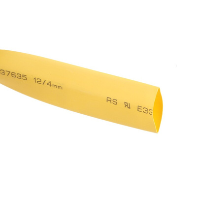 RS PRO Heat Shrink Tubing, Yellow 12mm Sleeve Dia. x 4m Length 3:1 Ratio