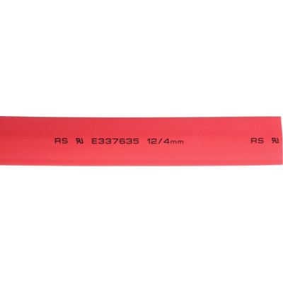 RS PRO Heat Shrink Tubing, Red 12mm Sleeve Dia. x 4m Length 3:1 Ratio