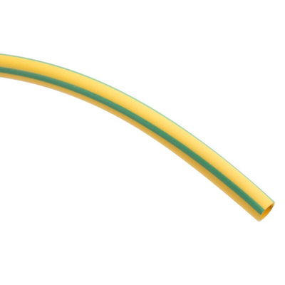 RS PRO Heat Shrink Tubing, Green, Yellow 3mm Sleeve Dia. x 10m Length 3:1 Ratio