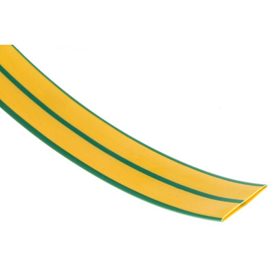 RS PRO Heat Shrink Tubing, Green, Yellow 9mm Sleeve Dia. x 5m Length 3:1 Ratio