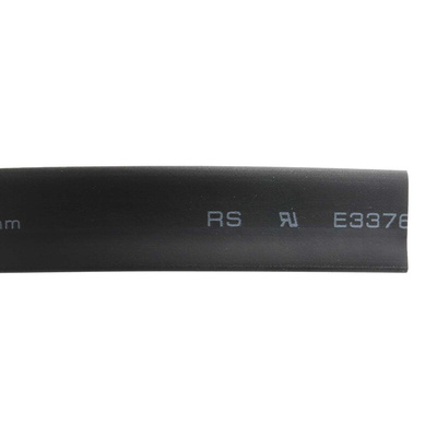 RS PRO Heat Shrink Tubing, Black 9.5mm Sleeve Dia. x 6m Length 2:1 Ratio