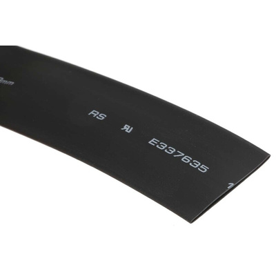 RS PRO Heat Shrink Tubing, Black 19mm Sleeve Dia. x 5m Length 2:1 Ratio