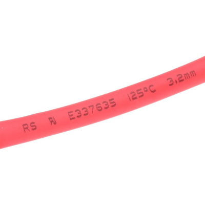 RS PRO Heat Shrink Tubing, Red 3.2mm Sleeve Dia. x 10m Length 2:1 Ratio