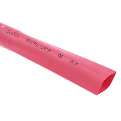 RS PRO Heat Shrink Tubing, Red 12.7mm Sleeve Dia. x 6m Length 2:1 Ratio